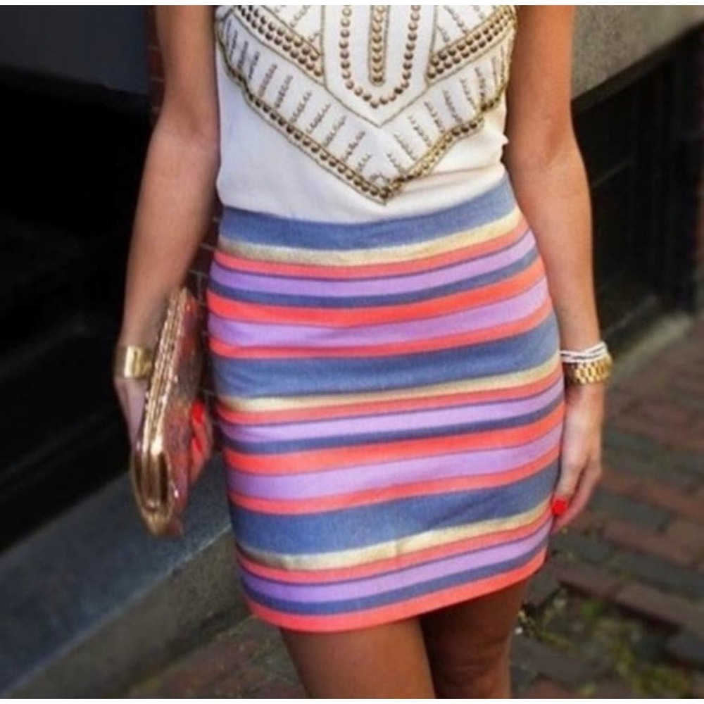 J. Crew multicolor metallic stripe mini skirt Size 14
